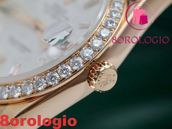 Replica migliore Rolex Day-Date 40 Meteorite Baguette Moissanite Quadrante in oro rosa 18 carati con lunetta in Moissanite GMF V3 40mm Orologio - immagine 10