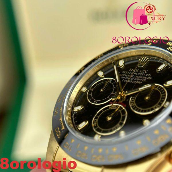 Rolex Cosmograph Daytona 116518LN Oro Giallo Quadrante Nero Cinturino Oysterflex Replica 1:1 Migliore Clean Factory 40mm Orologio - immagine 14