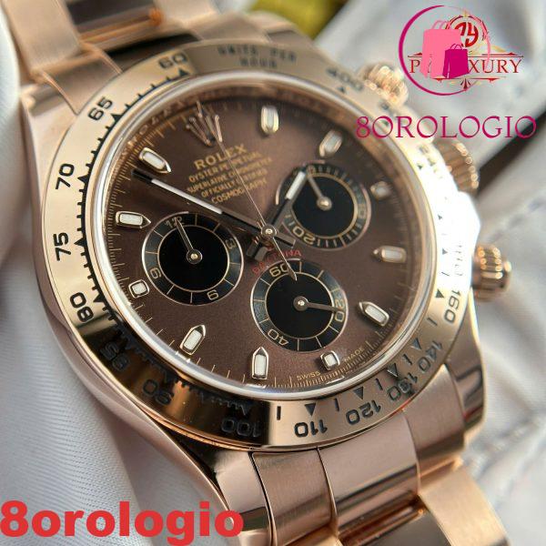 Rolex Daytona 116505 Quadrante Cioccolato Oro Rosa 18K Bracciale Oyster Rivestito Replica 1:1 Super Clone 40mm Orologio - immagine 14