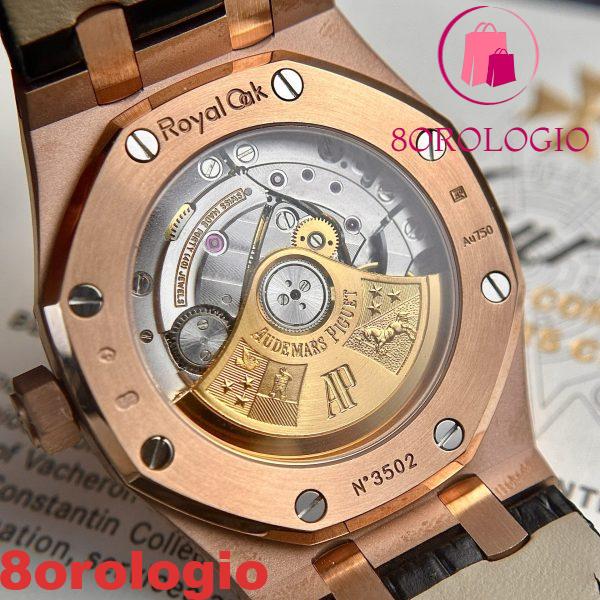 Audemars Piguet Royal Oak 15450OR Oro Rosa Quadrante Nero Cinturino in Pelle Replica IP 37mm Orologio - immagine 11