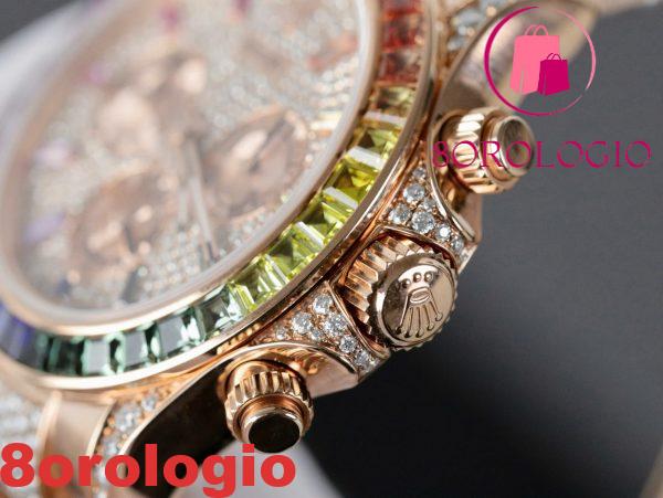Rolex Daytona Rainbow 116595RBOW Full Diamond 18K Gold Placcato Custom Moissanite Miglior Replica 40mm Orologio - immagine 10