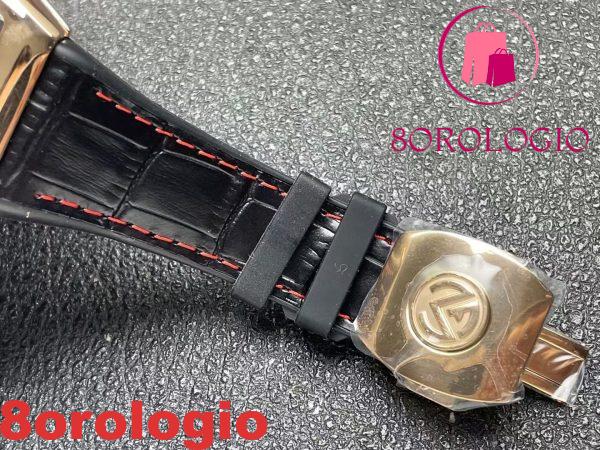 Replica Franck Muller Vanguard V45 Croatia ZVONIMIR Oro Rosa Quadrante Nero Cinturino in Pelle 1:1 Migliore Copia ABF 45mm Orologio - immagine 9