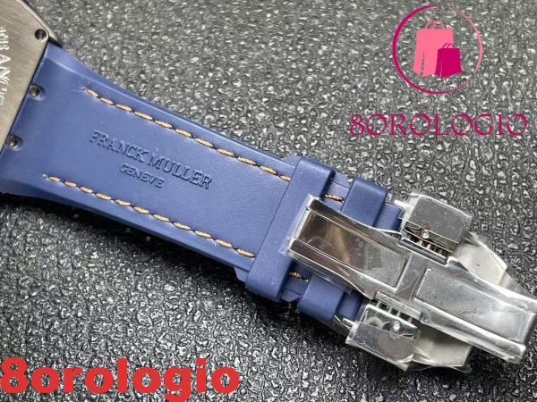 Franck Muller Vanguard Yachting V45 Quadrante Blu Numeri Arabi Arancioni Cinturino in Gomma 1:1 Migliore Replica ABF 45mm Orologio - immagine 10