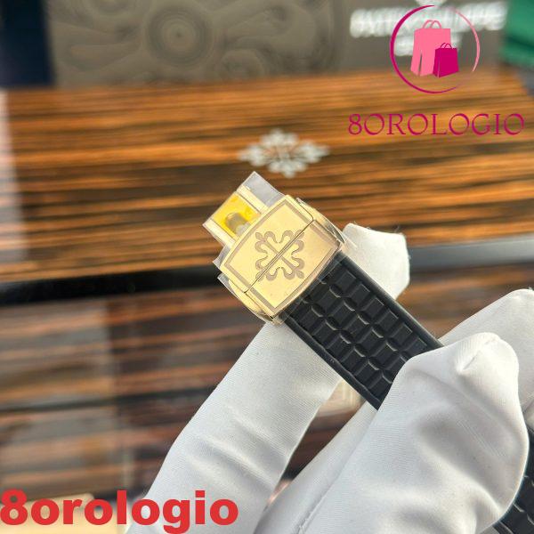 Patek Philippe Aquanaut 5068R Oro Rosa Quadrante Nero Ghiera Diamanti Quarzo Migliore Replica PPF 35.6mm Orologio - immagine 9