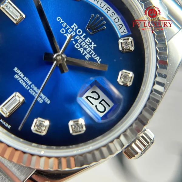 Rolex Day-Date 128239-0023 Quadrante Blu Ombré con Diamanti 158g Miglior Replica QF 36mm Orologio - immagine 14