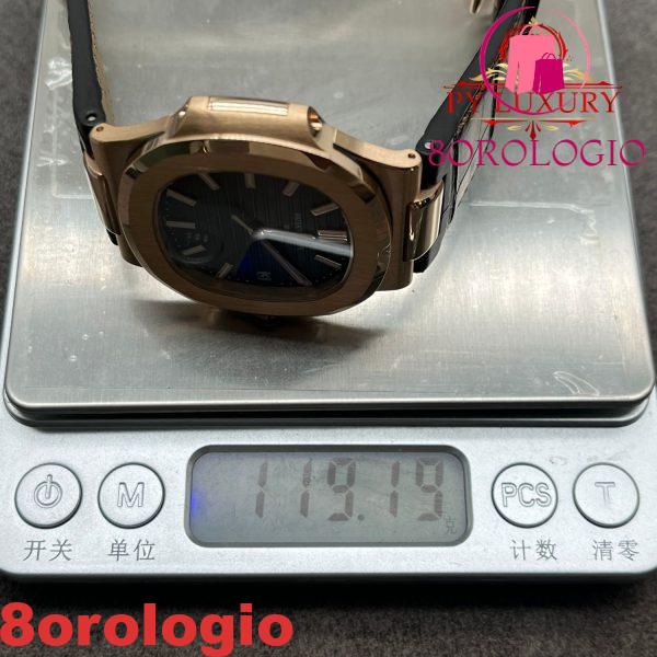 Patek Philippe Nautilus 5711R-001 Quadrante Grigio Replica 1:1 in Oro Rosa Puro 18K Cinturino in Pelle di Coccodrillo 40mm Orologio - immagine 9