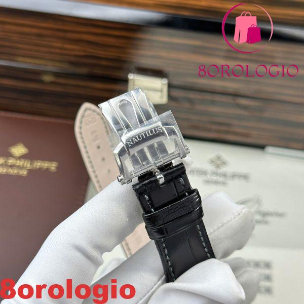 Patek Philippe Nautilus 5712 Quadrante Blu con Ghiera di Pietre a Baguette Funzioni Complete PPF Migliore Replica 40mm Orologio - immagine 9