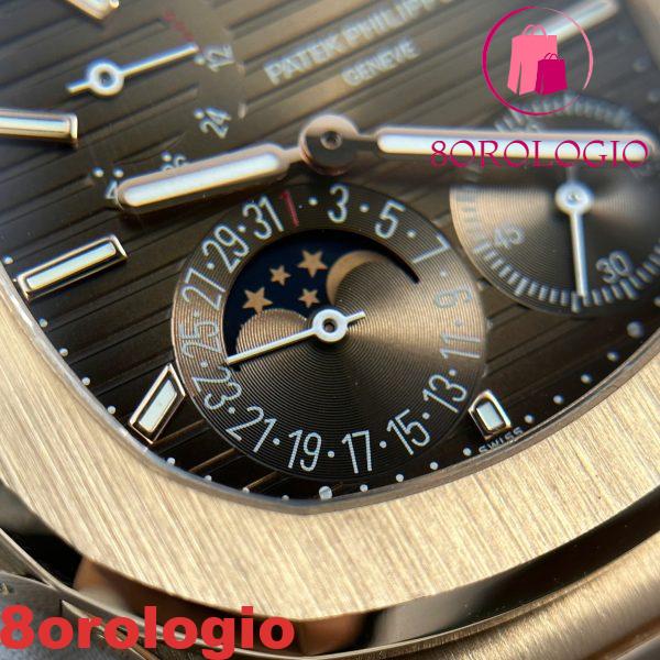 Patek Philippe Nautilus 5712/1R-001 Quadrante Marrone Oro Massiccio 18K replica CNC su Misura 40mm Orologio - immagine 9