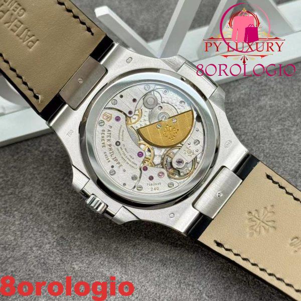 Patek Philippe Nautilus 5712G-001 Quadrante Grigio Replica 1:1 in Oro Bianco 18K Cinturino in Pelle di Coccodrillo 40mm Orologio - immagine 11