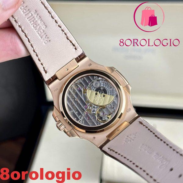 Patek Philippe Nautilus 5712R Oro Rosa Quadrante Grigio Pelle Miglior Replica PPF V2 40mm Orologio - immagine 11