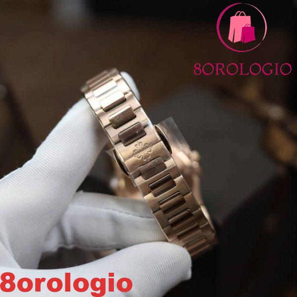 Patek Philippe Nautilus 7010/1R Oro Rosa Quadrante Viola Ghiera con Diamanti Replica GRF 32mm Orologio - immagine 9