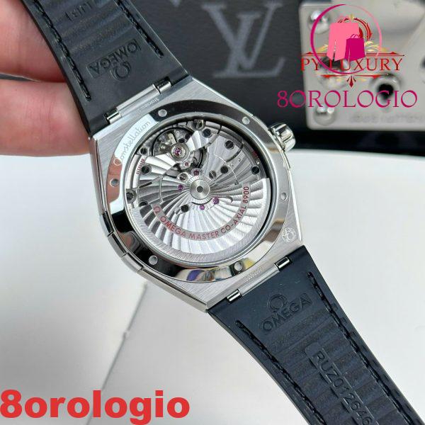 Omega Constellation Quadrante Nero Lunetta in Ceramica Nera Cinturino in Pelle Replica Migliore VSF 41mm Orologio - immagine 11