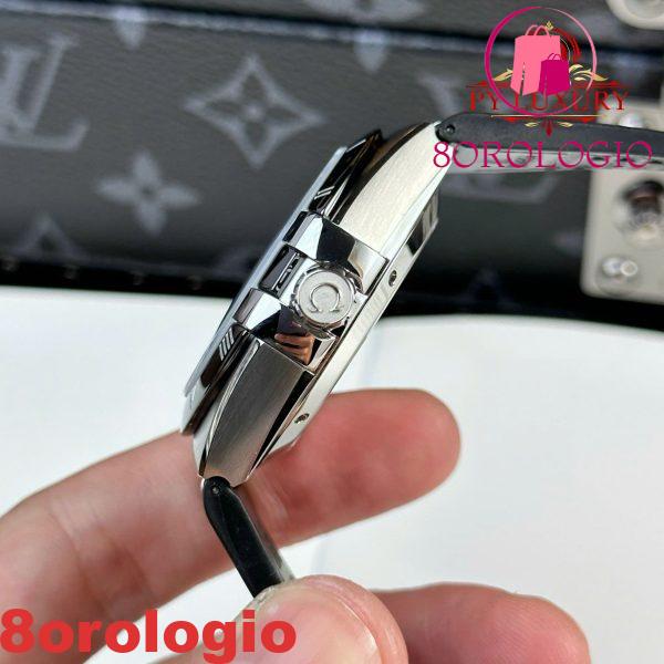 Omega Constellation Quadrante Grigio Rodio Lunetta in Ceramica Nera Cinturino in Pelle Replica VSF 41mm Orologio - immagine 11