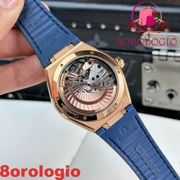 Omega Constellation Oro Rosa Quadrante Blu Lunetta in Ceramica Blu Cinturino in Pelle Replica VSF 41mm Orologio - immagine 11