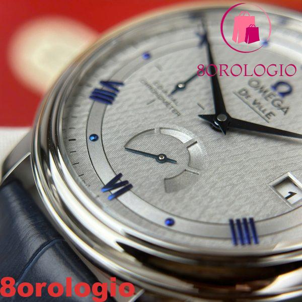 Omega De Ville Prestige Power Reserve Quadrante Grigio Cinturino in Pelle Blu Replica Migliore 39.5mm Orologio - immagine 14