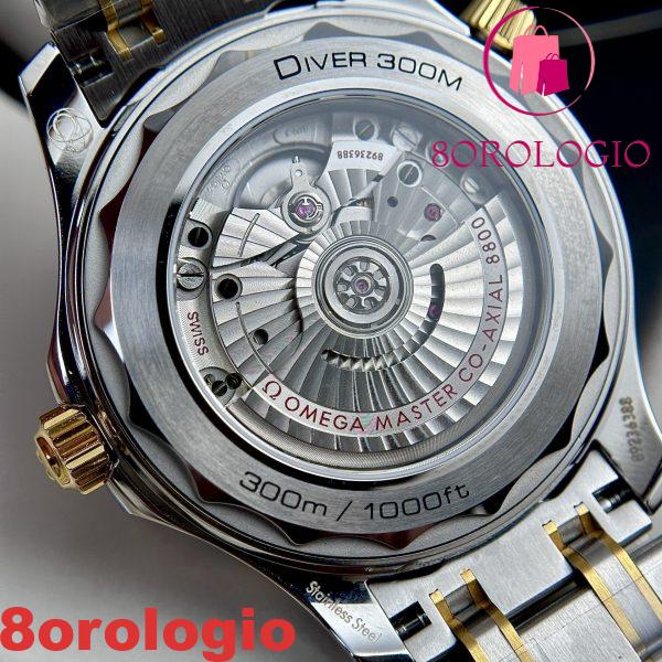 Omega Seamaster Diver 300M Two Tone Yellow Gold Black Dial Replica Super Clone 42mm Orologio - immagine 11