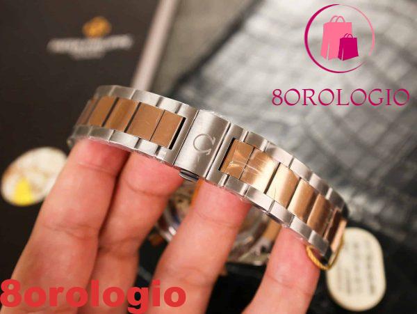 Omega Speedmaster 1957 Chronograph Due Toni Oro Rosa Quadrante Nero Replica 41,5mm Orologio - immagine 10