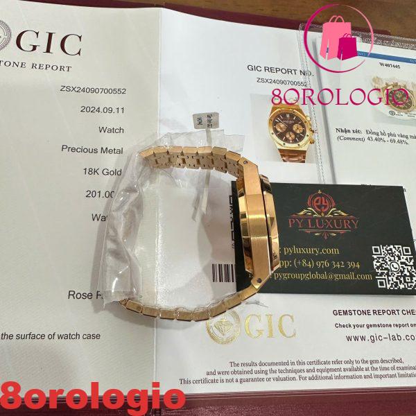 Audemars Piguet Royal Oak 26331OR Replica Cronografo Quadrante Marrone Placcato Oro 18K 41mm Orologio - immagine 12