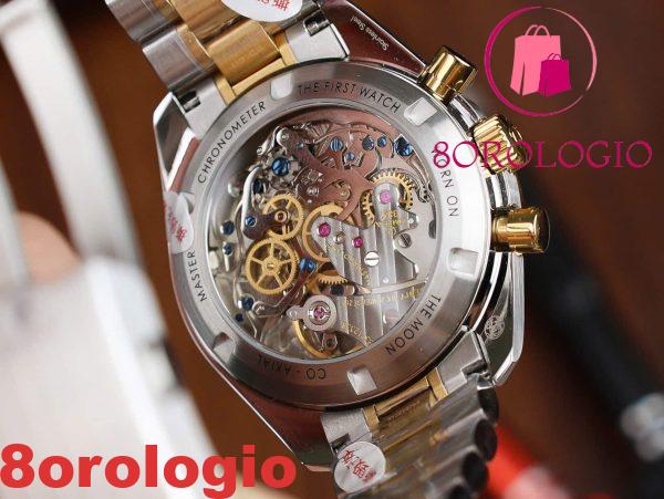 Omega Speedmaster Moonwatch Chronograph Bicolore Oro Giallo Quadrante Bianco Swiss Replica 42mm Orologio - immagine 10