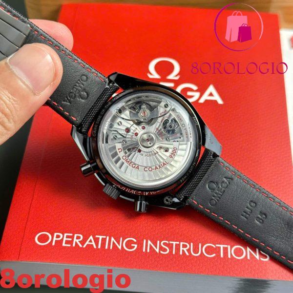 Replica Omega Speedmaster Moonwatch Dark Side of the Moon in ceramica nera con cinturino in tela 44mm Orologio - immagine 10