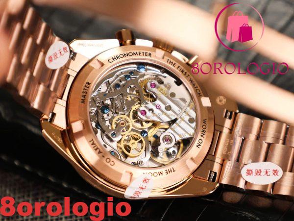 Omega Speedmaster Moonwatch Professional Chronograph Sedna Gold Quadrante Nero Replica 42mm Orologio - immagine 10