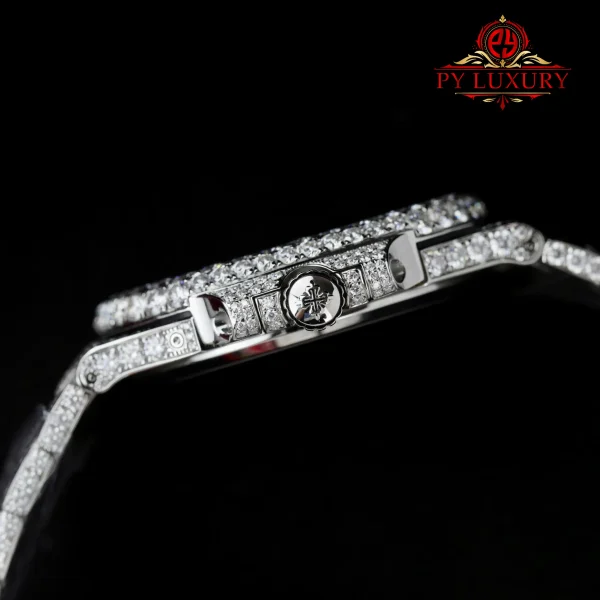 Replica Patek Philippe Nautilus 5712/1A Quadrante Blu Iced Out Moissanite 1:1 PPF 40mm Orologio - immagine 9