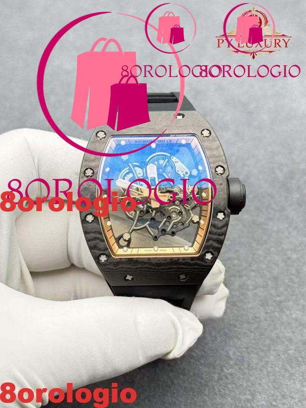 Replica su misura 1:1 Richard Mille RM055 Edizione Asia Bubba Watson squisita in fibra di carbonio NTPT movimento modificato non regolatore 42.7mm Orologio - immagine 16