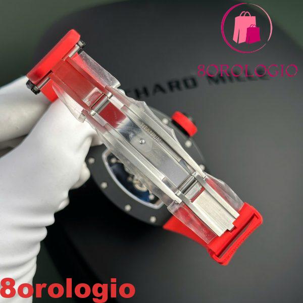 Replica Richard Mille RM055 Bubba Watson Ceramica Nera Cinturino in Gomma Rossa BBR V3 42.7mm Orologio - immagine 10