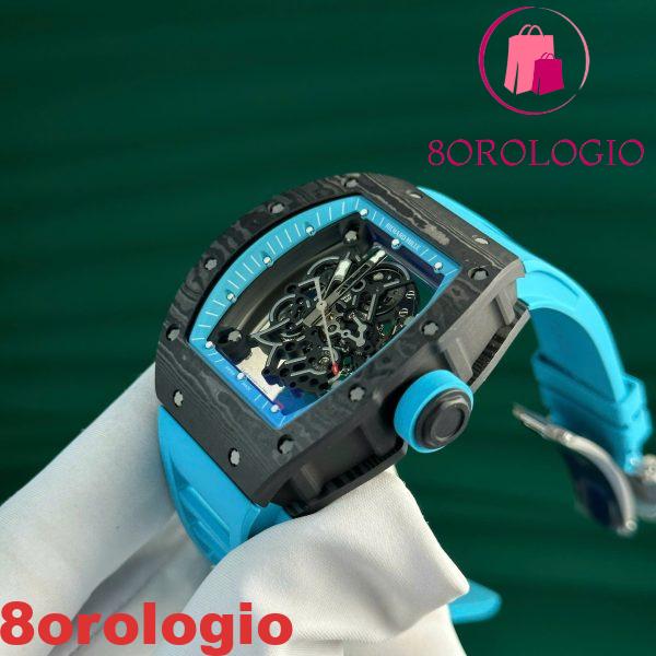 Richard Mille RM055 Bubba Watson Yas Marina Circuit Carbon TPT Cinturino in Gomma Blu Replica 1:1 Super Clone ZF 42.7mm Orologio - immagine 15