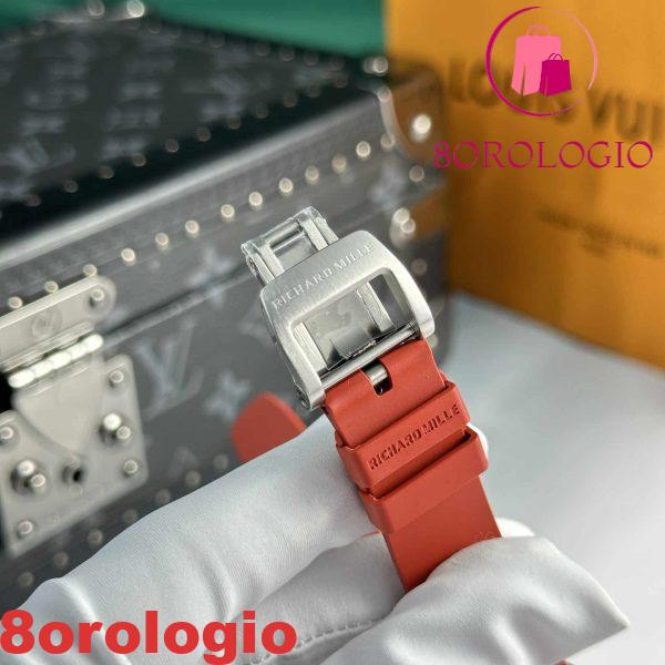 Replica di Alta Qualità Richard Mille RM07-01 Carbonio Nero Cinturino Rosso 45.32 x 32.3mm Orologio - immagine 9