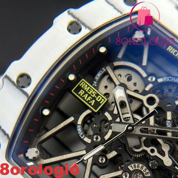 Richard Mille RM35-01 Rafael Nadal White Carbon TPT Edizione Limitata Super Replica BBR V3 49.94mm X 44.5mm Orologio - immagine 13