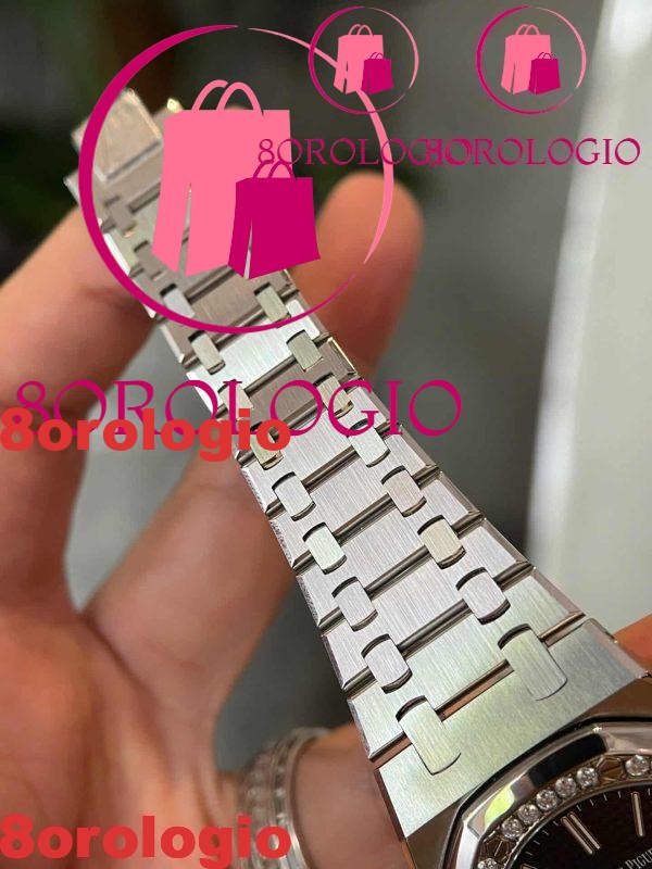 Audemars Piguet Royal Oak Jumbo 16202ST Quadrante Blu Custom Ghiera Moissanite Migliore Replica ZF 39mm Orologio - immagine 10