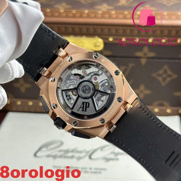 Audemars Piguet Royal Oak Offshore Chronograph 26420RO Oro Rosa Quadrante Nero Cinturino in Pelle Migliore Replica 43mm Orologio - immagine 10