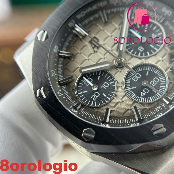 Audemars Piguet Royal Oak Offshore Chronograph 26420SO Quadrante Taupe Fumato Cinturino in Pelle Best Replica 43mm Orologio - immagine 13