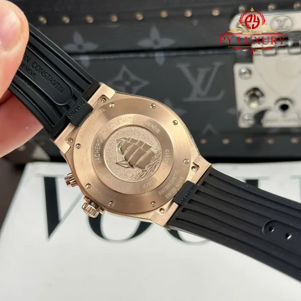 Vacheron Constantin Overseas Dual Time 47450/000r-9404 Oro Rosa Quadrante Bianco Cinturino in Gomma Miglior Replica 42mm Orologio - immagine 9