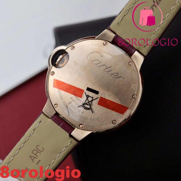 Replica Cartier Ballon Bleu Oro Rosa Quadrante Bianco Cinturino in Pelle Rosa 36mm Orologio - immagine 2