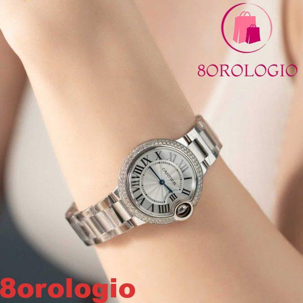 Cartier Ballon Bleu WE902065 Quadrante Bianco Ghiera con Diamanti Naturali su Misura Migliore Replica 33mm Orologio - immagine 2