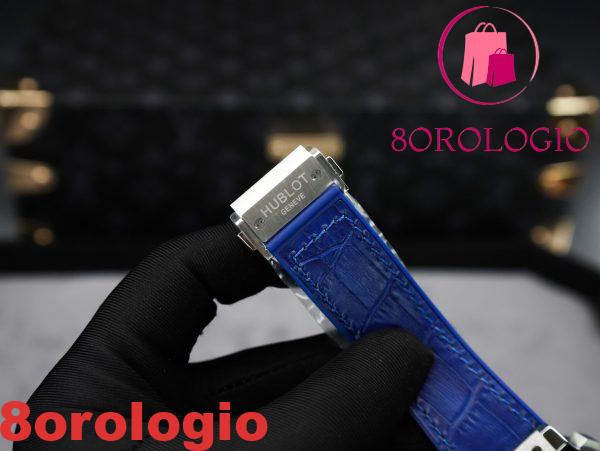 Hublot Big Bang Chronograph Acciaio Blu Custom Moissanite Bezel Replica 41mm Orologio - immagine 2