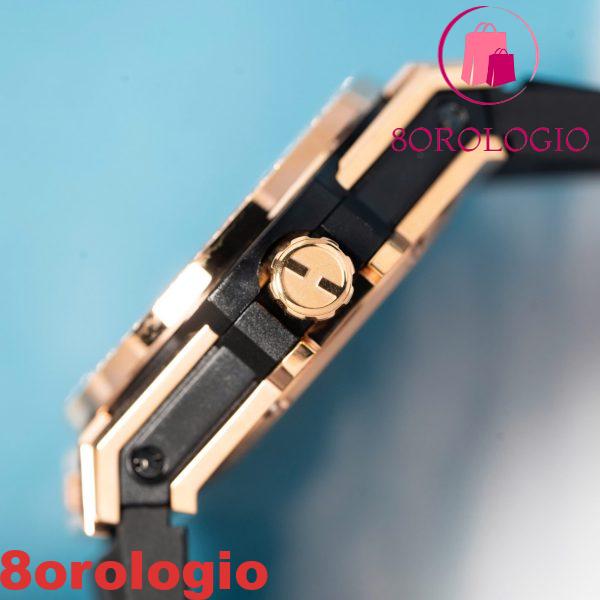 Replica Hublot Big Bang One Click King Gold Cassa 39mm Quadrante Nero Lunetta con Pietre CZ Orologio - immagine 2
