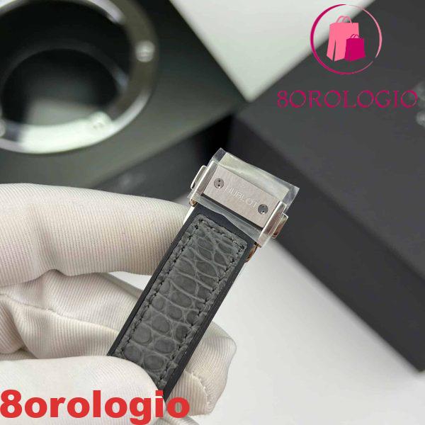 Hublot Classic Fusion Titanium Pavé Quadrante Grigio Moissanite Custom Pelle Migliore Replica 33mm Orologio - immagine 2