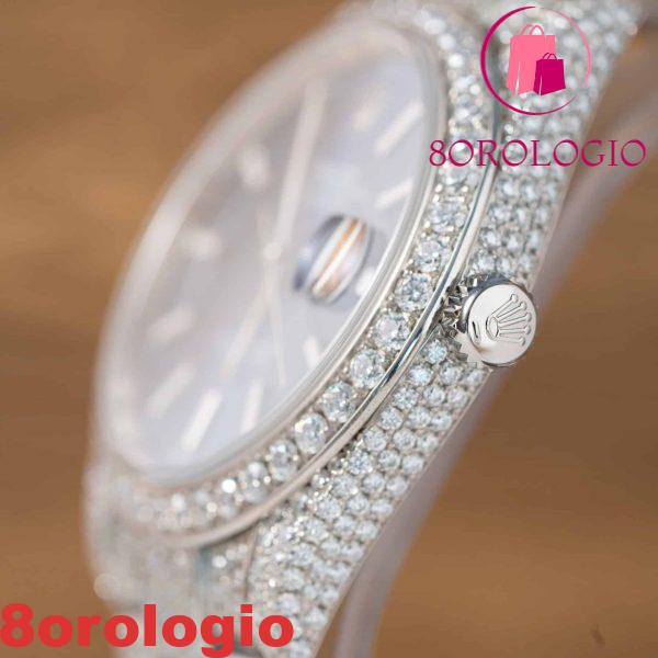Replica migliore Rolex Datejust 41mm quadrante blu luminoso ghiacciato con moissanite Orologio - immagine 2
