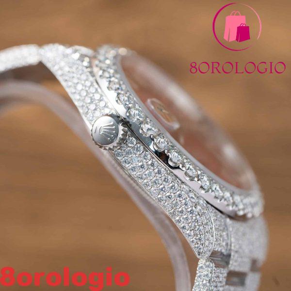 Replica Rolex Datejust Quadrante Romano Rosso Iced Out Moissanite Migliore 41mm Orologio - immagine 2