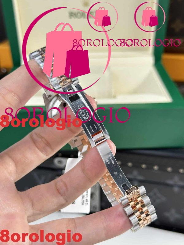 Rolex Datejust Two Tone 10K Rose Gold Replica Quadrante in Madreperla Bianca Jubilee 31mm Orologio - immagine 2