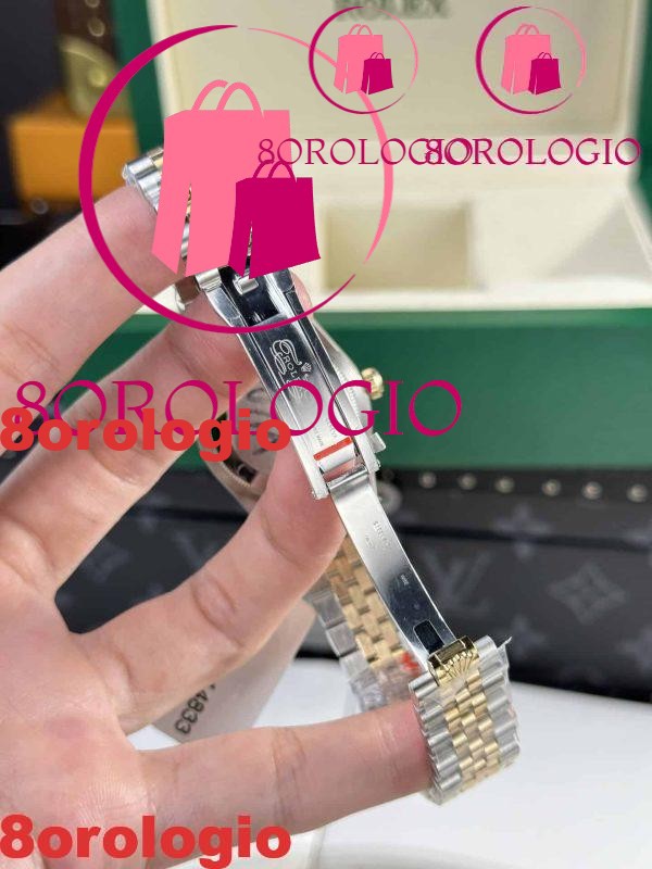 Rolex Datejust Two Tone Lady Replica 10K Oro Giallo Black Dial Jubilee 31mm Orologio - immagine 2