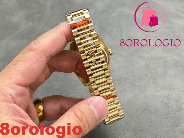 Replica Rolex Day-Date 128238-0130 Oro Giallo Quadrante Verde Brillante con Diamanti 158g Super Clone QF 36mm Orologio - immagine 2