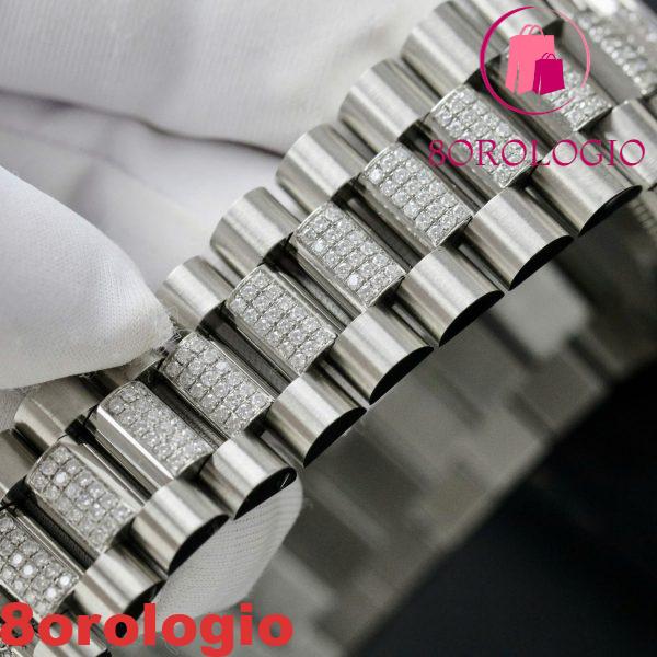 Rolex Day-Date 128349RBR Quadrante MOP Custom Ghiera e Bracciale in Moissanite Migliore Replica 36mm Orologio - immagine 2