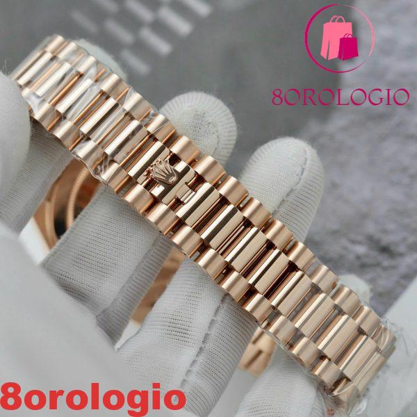 Rolex Day-Date 228345RBR-0009 Quadrante con Numeri Romani in Cioccolato Placcato in Oro 18k Replica GMF V3 40mm con Ghiera in Moissanite Orologio - immagine 2