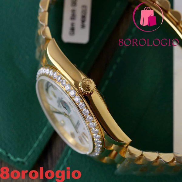 Rolex Day-Date 228348RBR-0046 Quadrante con Indici a Baguette in Moissanite MOP Oro Giallo 18K Replica 1:1 Lunetta in Moissanite GMF V3 40mm。 Orologio - immagine 2