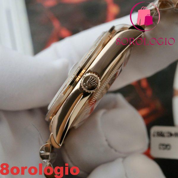 Replica Migliore Rolex Day-Date 36 Quadrante Cioccolato Diamanti e Rubini Oro Rosa 18K Incastonato con Moissanite a Baguette 36mm Orologio - immagine 2