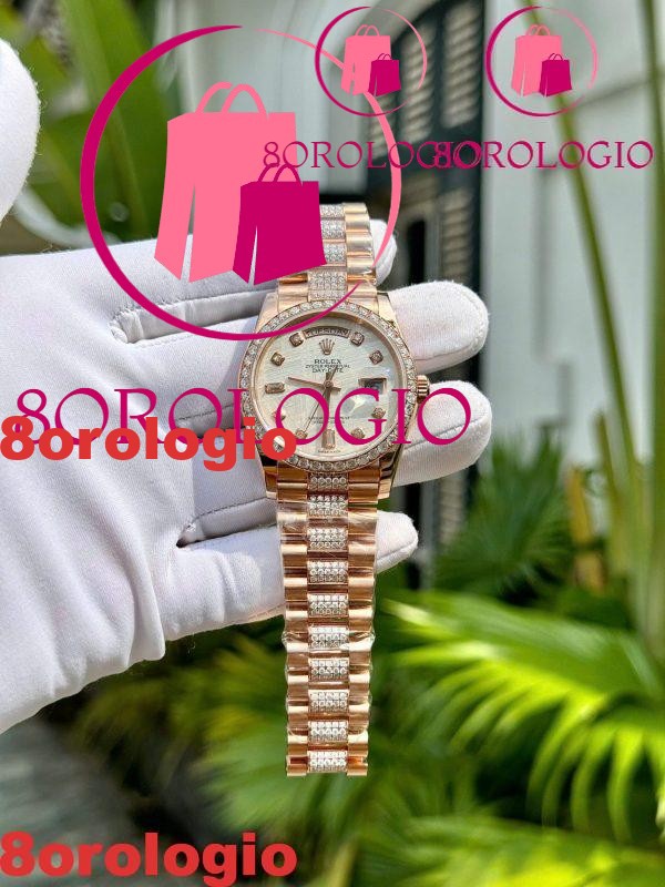Rolex Day-Date 36 Quadrante in Meteorite Oro Rosa 18K Replica Migliore con Quadrante in Moissanite Personalizzato e Bracciale in Moissanite 36mm Orologio - immagine 2